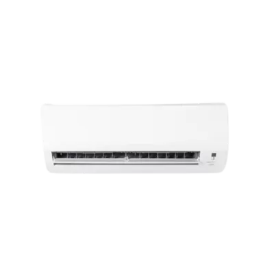 Air conditioner mounted white wall.